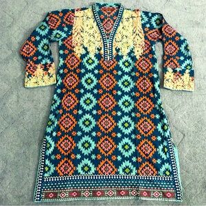 Khaadi Pret Kurta Printed & Embroidered Pearl/Crystal Button Accents Size 10